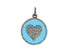 Pave Diamond Enamel Heart Disc Pendant, (DPS-103)